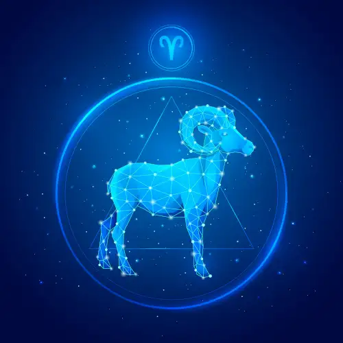 Weergave van het sterrenbeeld Ram inclusief symbool