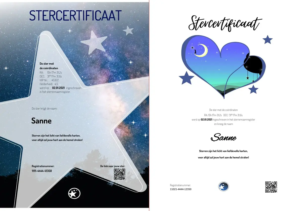 Ster en officiële certificaten